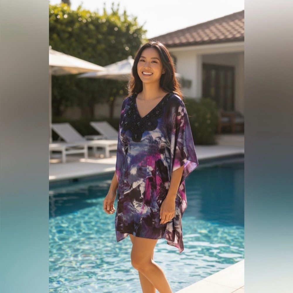 2B Bebe Purple and Black Mini Dress with Embellished Neckline
